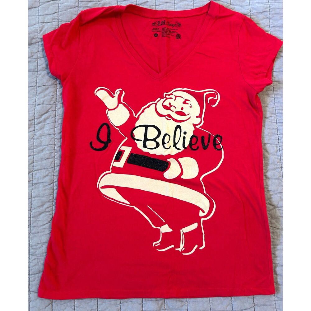 L.O.L. Vintage Women's Christmas t-shirt featuring Santa graphic Size XL